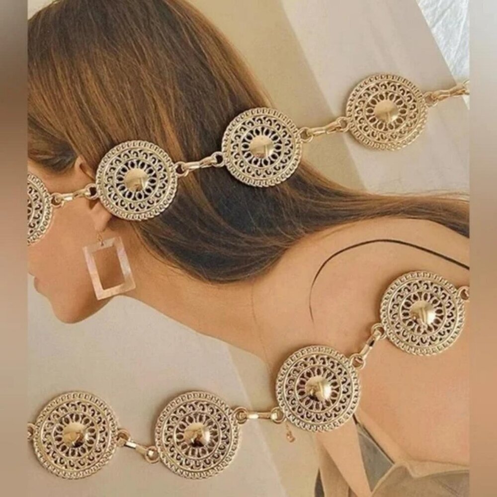 GOLD Metal Waist Chain Circle Chain Belt for Lady - Picture 4 of 4